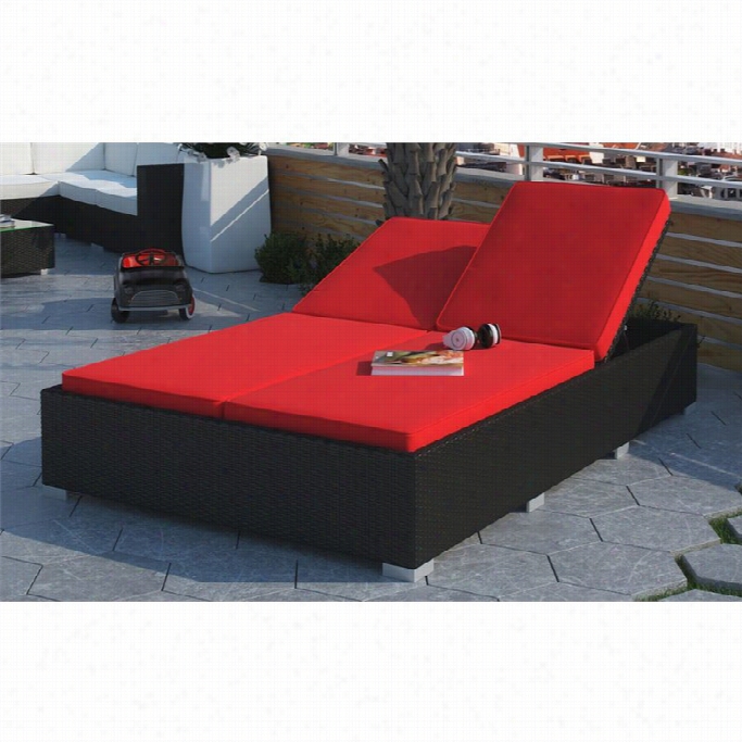 Modway Evince Double Patio Chaise Ni Espresso And Red