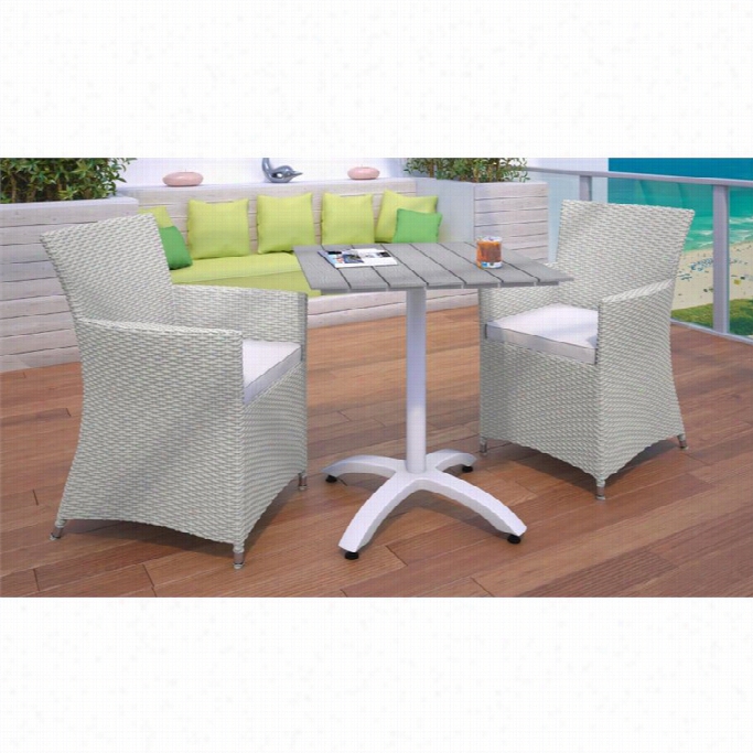 Modway Joining 3 Piece Outdoor Dining Set In Gray And White