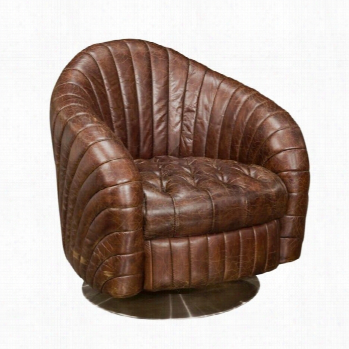 Moe's Geneva Tuftedd Leather Barrel Lub Chair In Brown