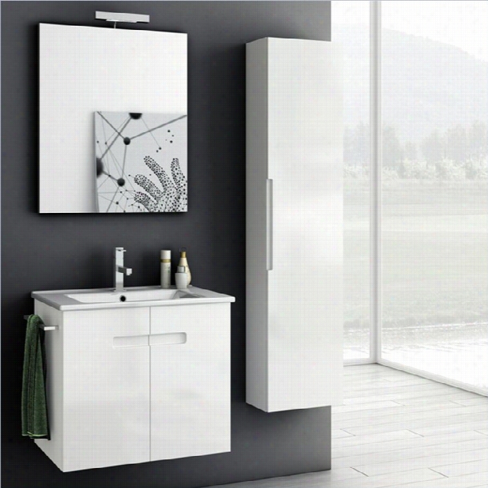 Nameek's Acf New York 24 Wall Mounted Bathroom Vanity Set In Glossy White