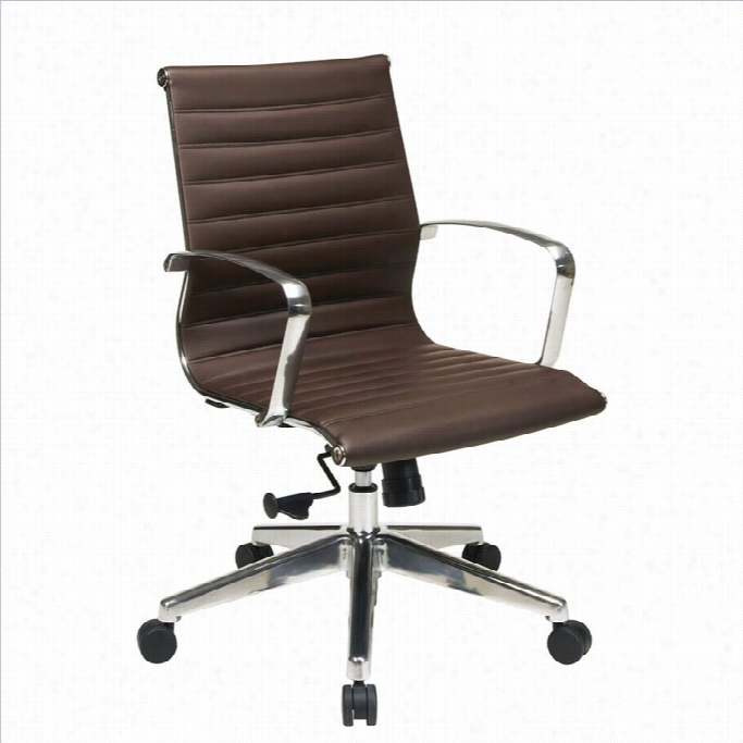 Office Star Mid Back Eco Leather Office Chair In Choclate