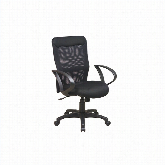 Office Star  Work Smart Screen Back Office Chwir With Mesh Seat And Loop Arms In Black