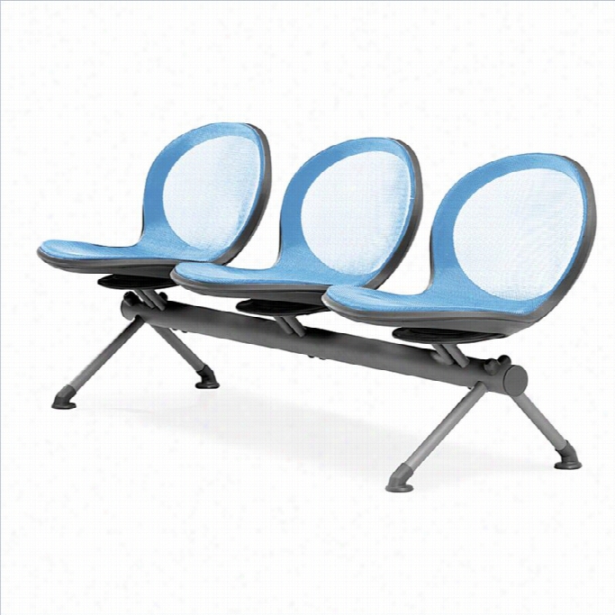 Ofm Net Beam Guest Chair With 3 Seats In Sky Blue