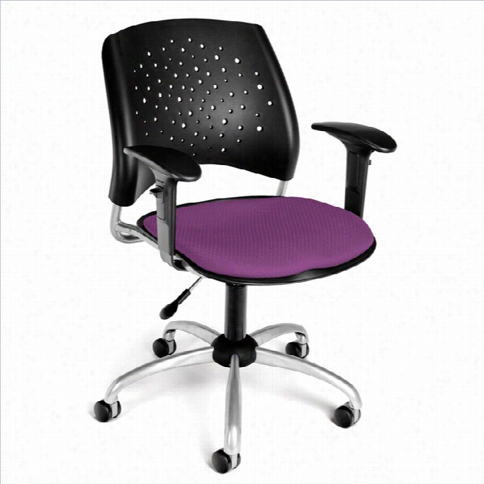 Ofm Star Swivel Officw Chair  With Ars  In Plum