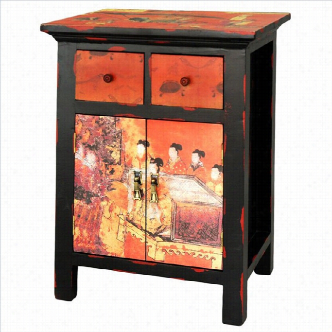 Oriental Furniture Flying Emperor End Table In Yellow