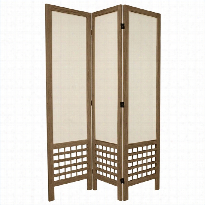 Oriental Appendages Tall Open Lattice  3panel Room Divider In Gray