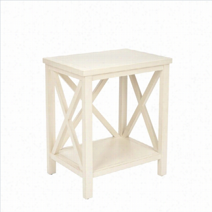 Safavieh Candice Poplar Wood Cross Back End Table In White