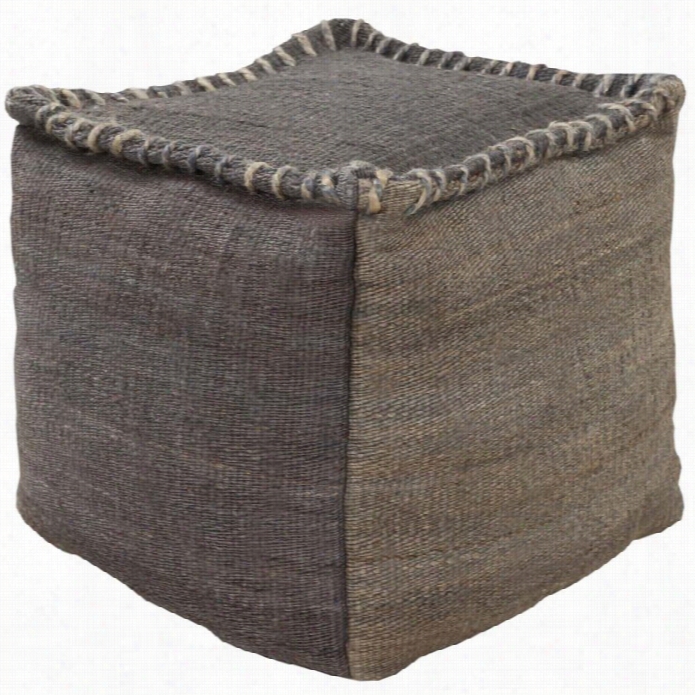 Surya Jute Cube Pouf Ottoman I N Charcoal