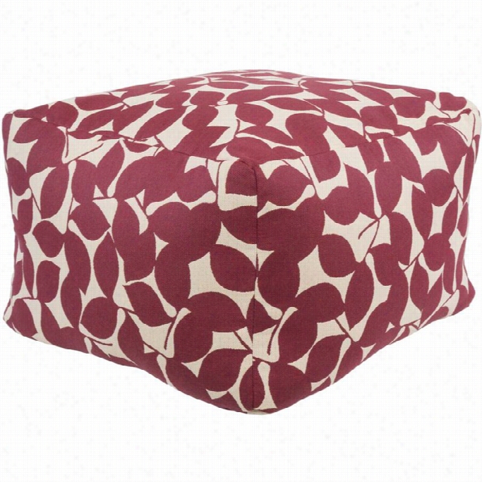 Surya Magnolia Cube Pouf Ottooman In Magenta