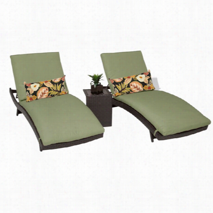 Tkc Bali 2 Wicker Patio Lounges With Side Table In Cilantro