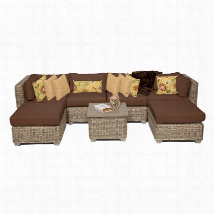 Tkc Cape Cod 7 Piece Outdoor Wicker Sofa Set In Cocoa