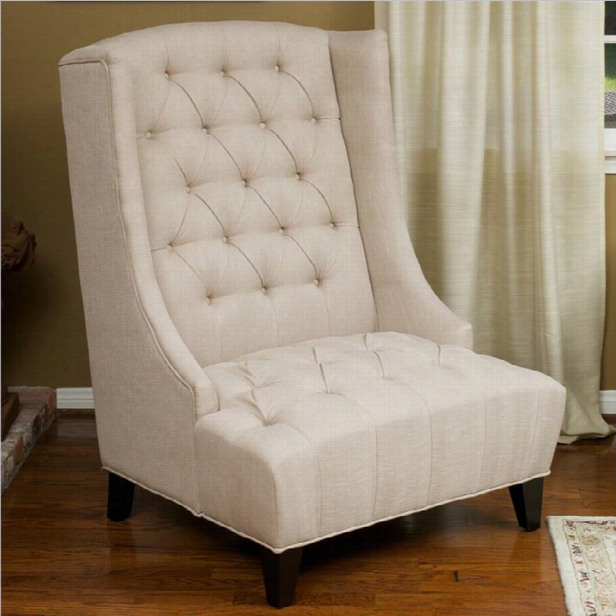 Tretn Home Fabric Wingback Tuft Ed Club Swayback Chair In Beieg