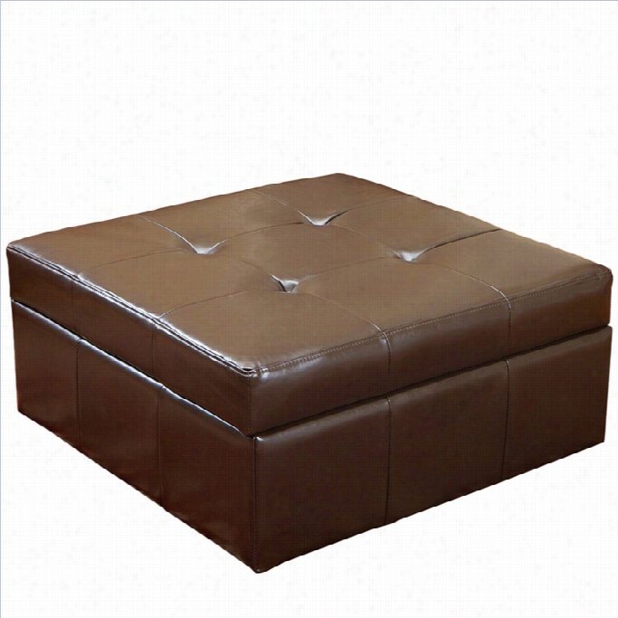 Trent Home Redondo Leather Storage Ottoman In Brown