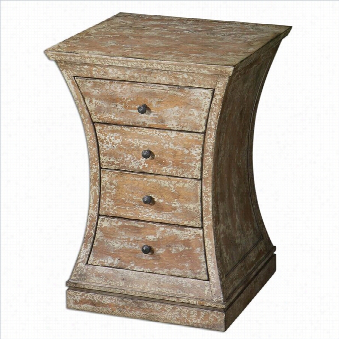 Uttermost  Avarona Rustic Accent Chest In Antiqued Ivory Crackle Paint