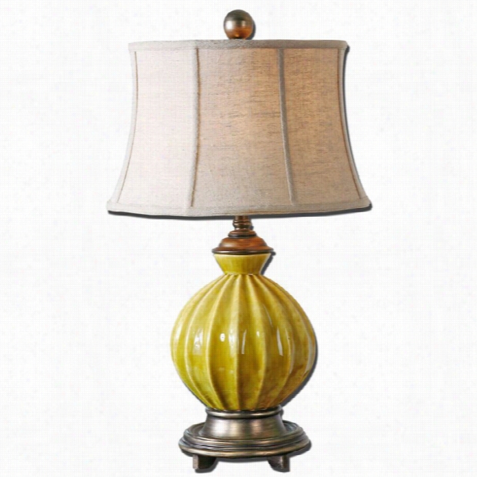 Uttermost Pratella Ceramic Table Lamp In Distressed Burnt Yellow