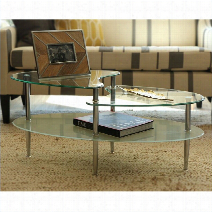 Walker Edison Mariner 38 Glsas Oval Coffee Table