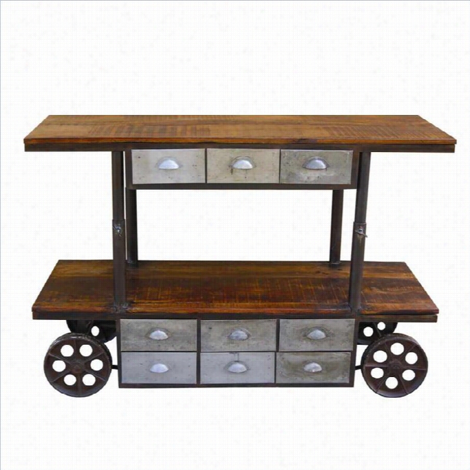 Yosemite Media Display Cabine T With Aged Gray Metal Accents