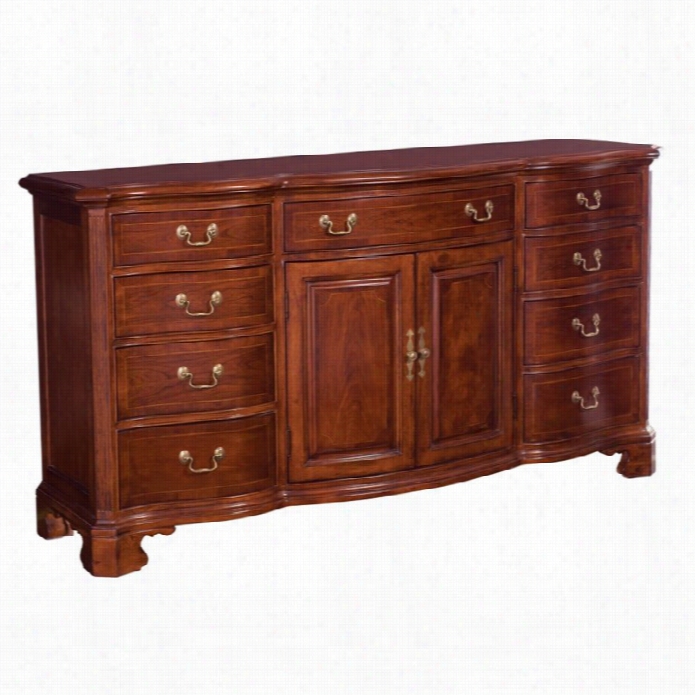 American Drew Cherry Grove 9 Drawer Riple Dresser With  Doors In Antique Cherry