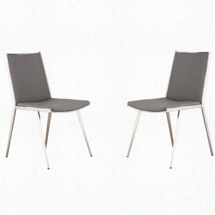 Armen Livingg Ibiza  Stainless Steel Dining Chair In Gray (set Of 2)