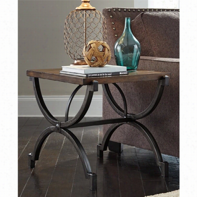 Aslhey Baybrin Rectangulat End Table In Rustic Bro Wn