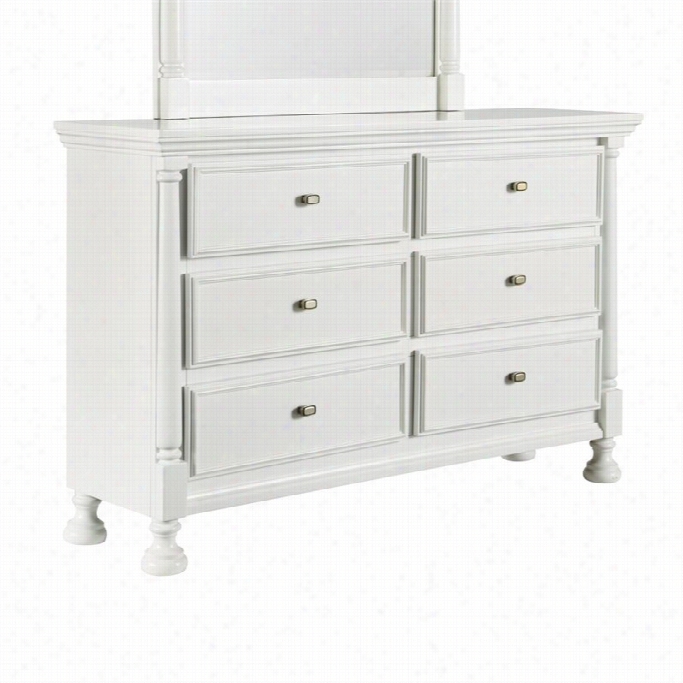 Ashley Kaslyn 6 Drawe Rwood Double Dresser In White