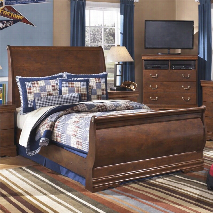 Ashley Wilmington Wood Full Sleigh Bed In Brown