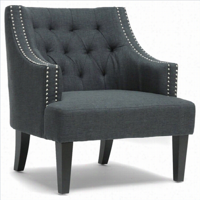 Baxton Studio Millicent Fabric Tufted Swayback Arm Chair In Gray