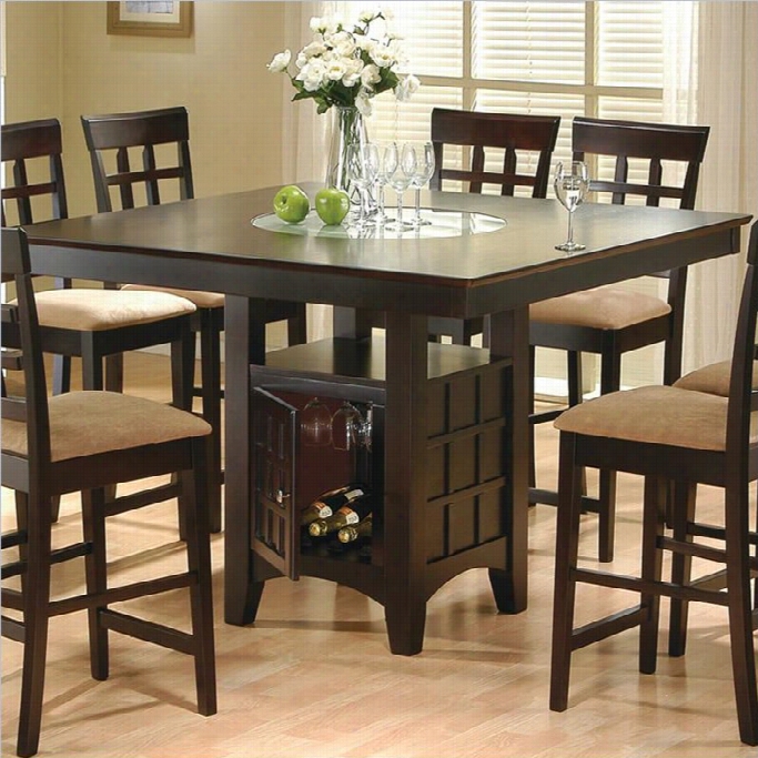Coaster Hyde Counterr Height Square Dining Table With Storage Base In Cappuccino
