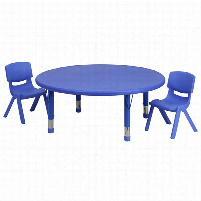 Flash Furniture 3 Piece Round Adjustable Table Set In Blue-33