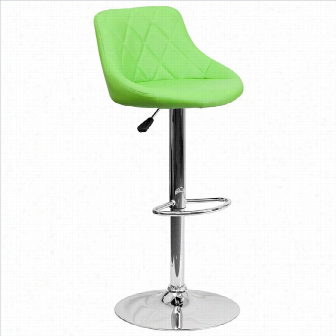 Flash Furniture Adjustable Uqilted Bcuket Seat Bar Stool In Green