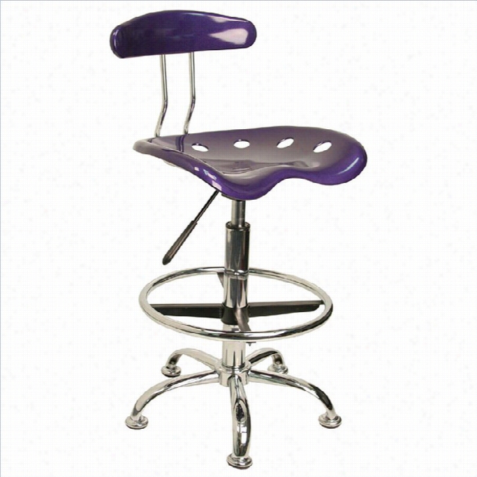 Flash Furniture Vibrant Drafting Chair Seat In Violet And Chrome