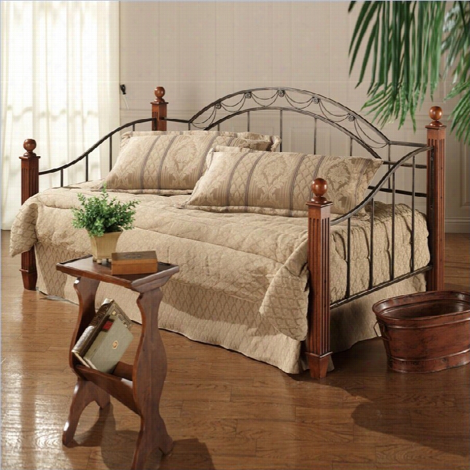 Hillsdale Camelot Wood And Metal Daybed In Cherry Finish Wit H Pop-up Ttrundle