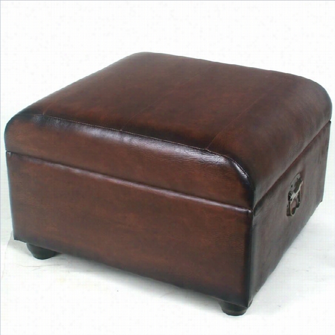 International Caravan Carmel Faux Leather Ottoman Trunk In Brown