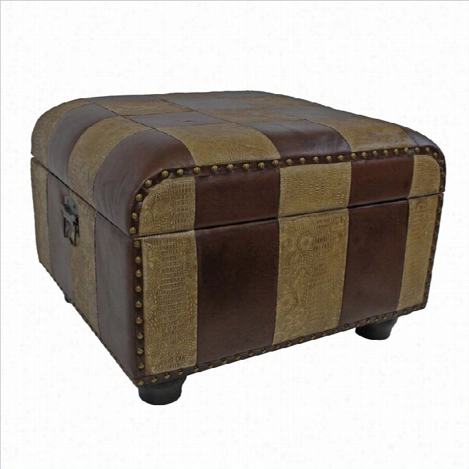 International Caravan Carmel Faux Leather Ottoman Trunk In Mix Pattern