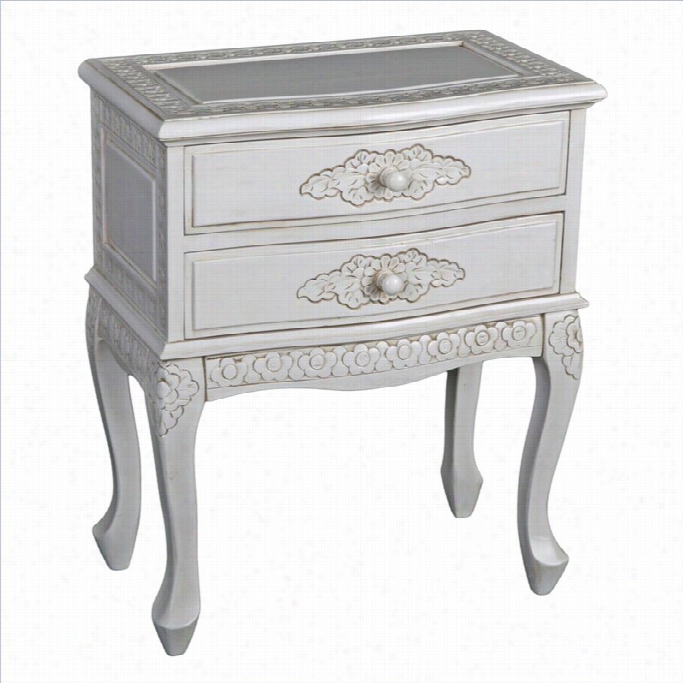 International Caravan Windsor 2 Drawer End Table In Antique White