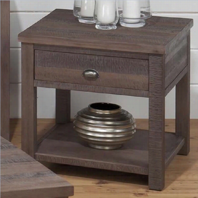 Jofran Falmouth Weathered Grey End Table In Wire Brushed Rough Hewn