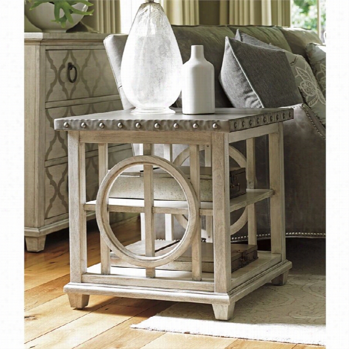 Lexington Oyster Bay Lew Iston Metal Top End Table In Oyster