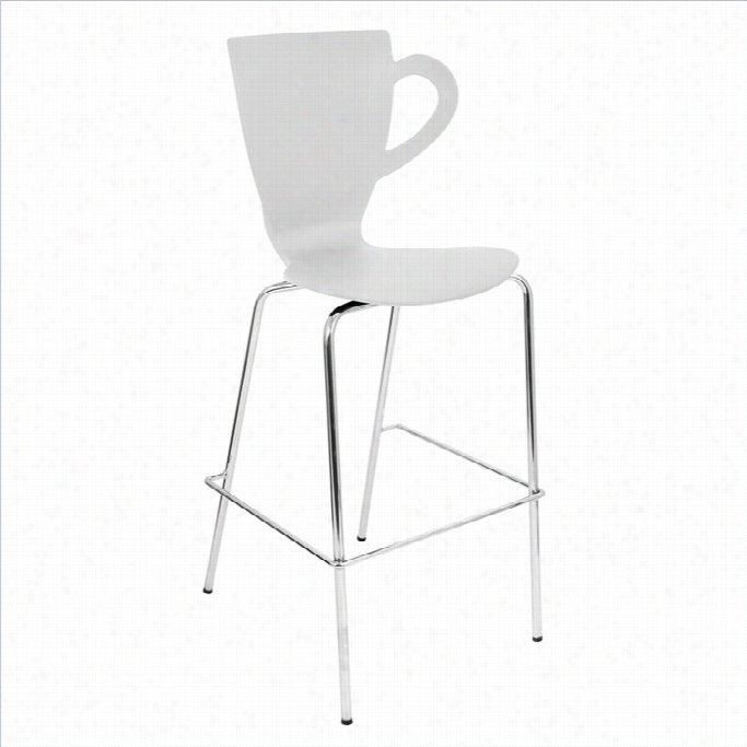 Lumisource 30 Cafe Chai Barstool In White