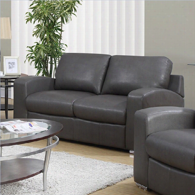 Monar Chleather Loveseat In Charcoal Gray