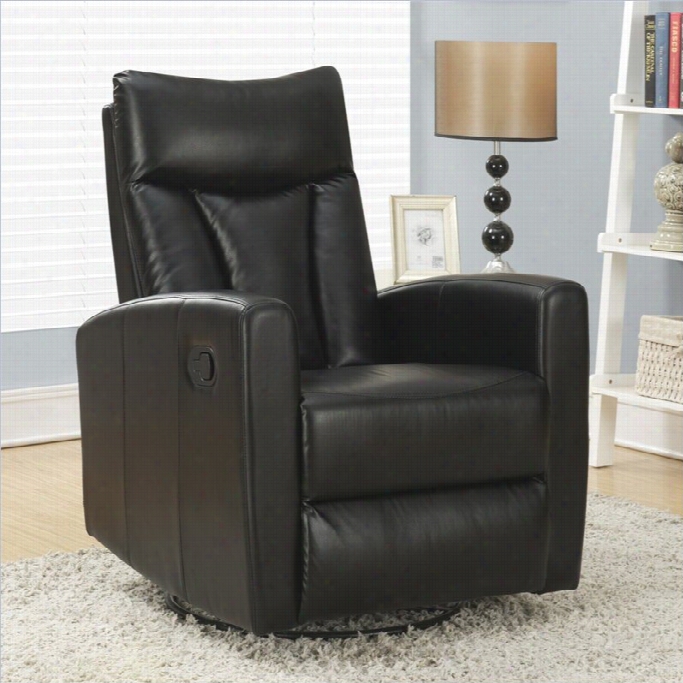 Monarch Padded Back Swivel Glider Recliner In Black