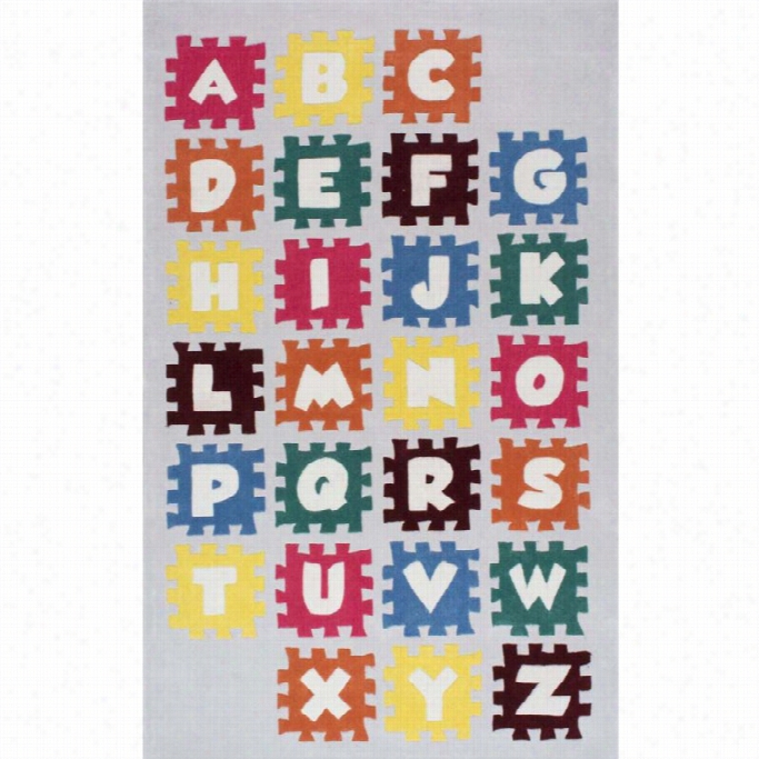 Nuloom 7' 6 X 9' 6 Hand Tufted Alphabet Puzzle Rug Iin Ivory