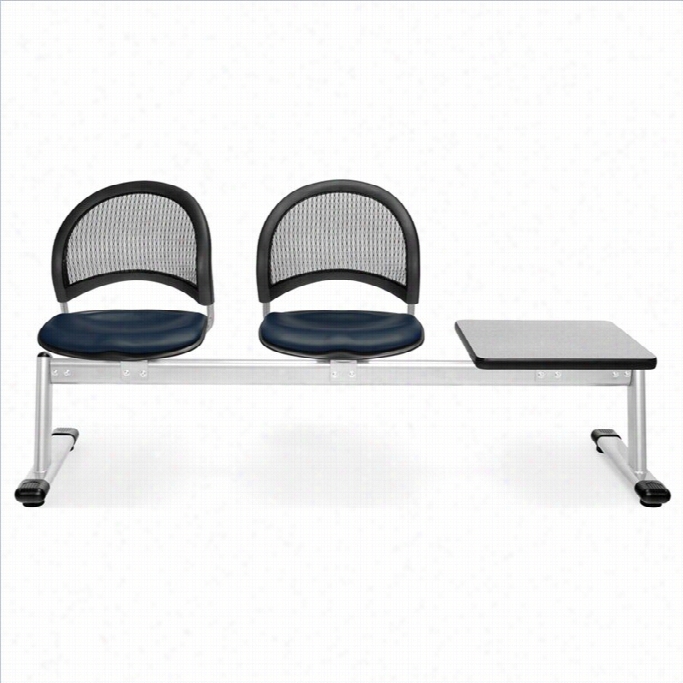 Ofm Moin 3b Eam Seating With 2 Vinyl Seats And Table Iin Navy And Gray