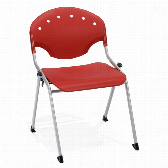 Ofmm Sta K Stacking Chair No Arms In Sulver And Red