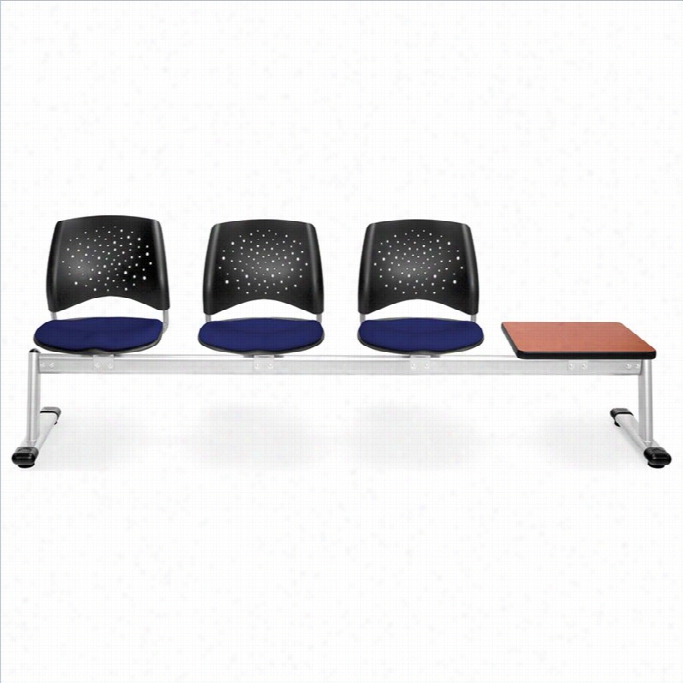 Ofm Star Beam Seating Wit H3 Seats And Table In Navy And Cherry