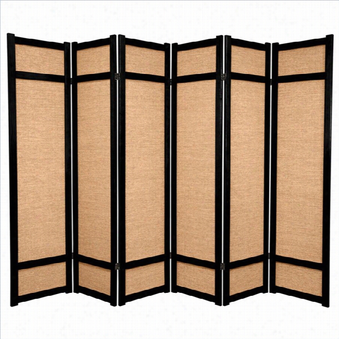 Oriental Furniture 6 ' Tall 6 Panel Hsoji Screen In Black