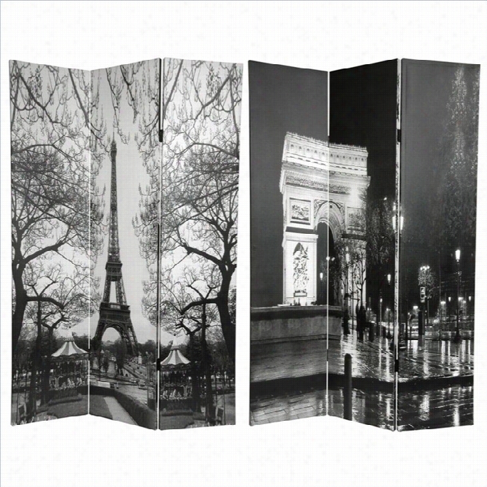 Oriental Furniture 6' Tall Paris Room  Divider In Black And White