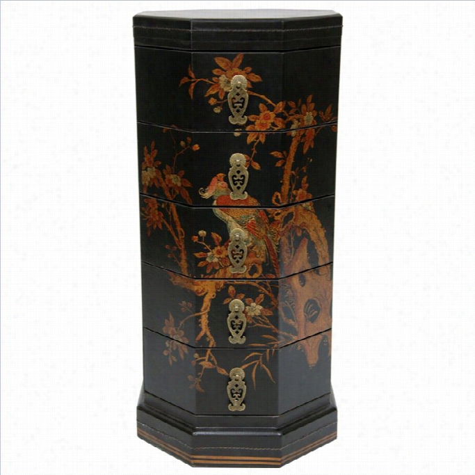 Oriental Furniture Octagonal Accent Chest In Black