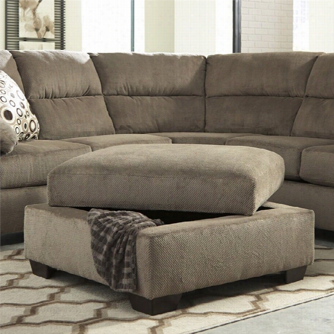 Signaturd Design By Ashley Furniture Roldan Square Storage Ottoman In Mocha