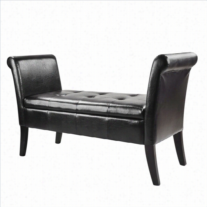 Sonax Corliving Antonio Bench In Black Bonded Leather With Rolled Arms