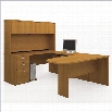 Bestar Embassy U-shaped Workstation with 1 Assembled Pedestal in Cappuccino Cherry